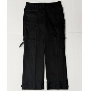 White House Black Market Utility/Cargo Capri Pants-Black, Size 2